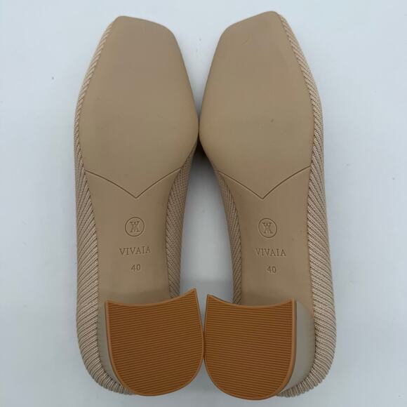 Vivaia Melody Chunky Heels Square Toe Old Money Knit Office Comfort Almond 9 - Picture 6 of 8